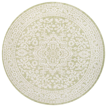 Sinjuri Medallion Textured Weave Indoor/outdoor Round Rug
